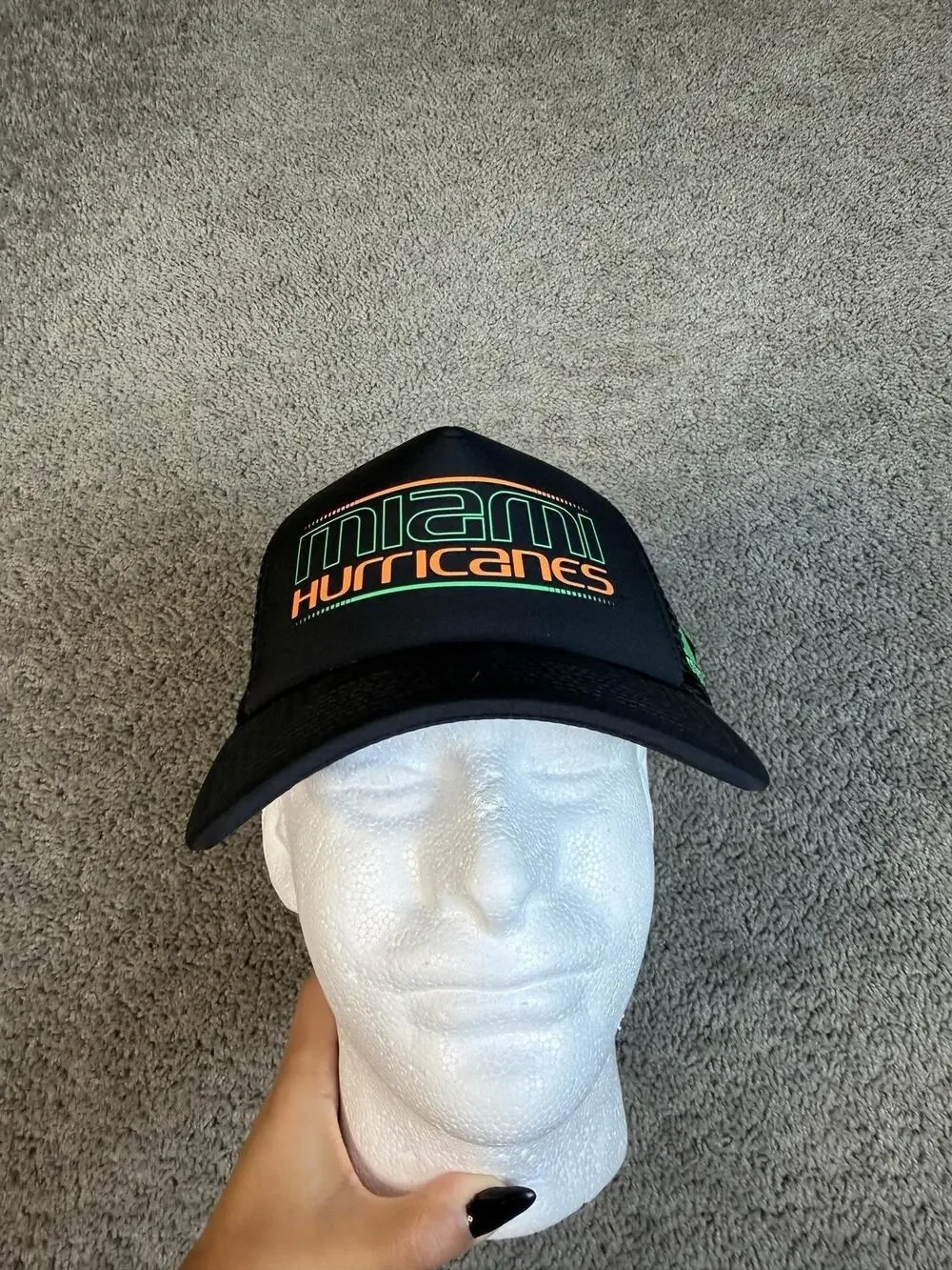 Miami Hurricanes Hat Mens One Size Black Adidas Snap Back Trucker Team Apparel